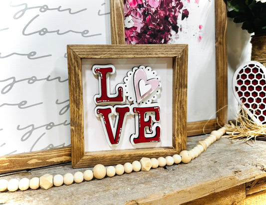 Love Valentines Day wood framed Sign
