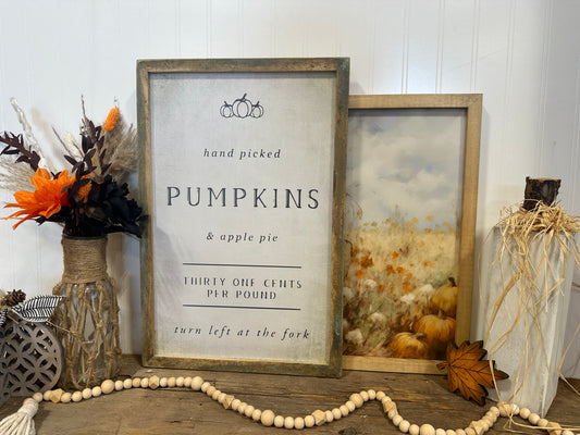 Farm fresh Pumpkins canvas wood framed sign