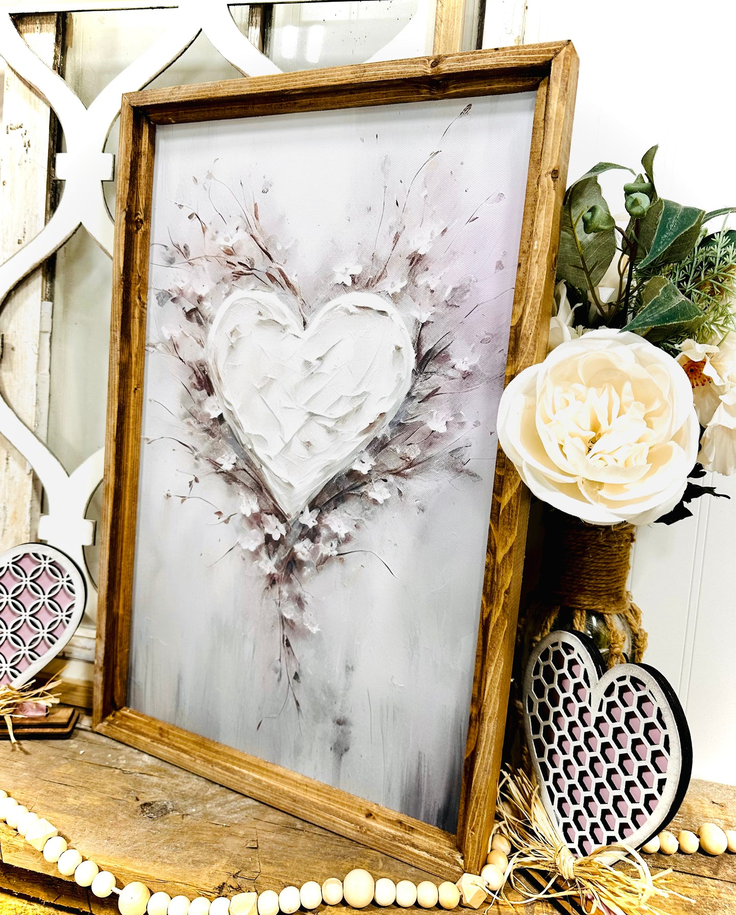 Valentine’s Day vintage inspired wood framed canvas print