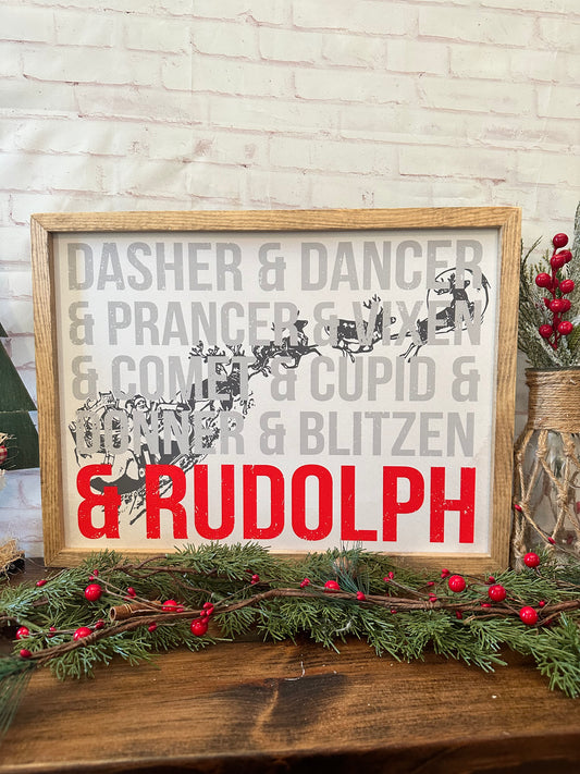 Santa’s reindeer canvas sign