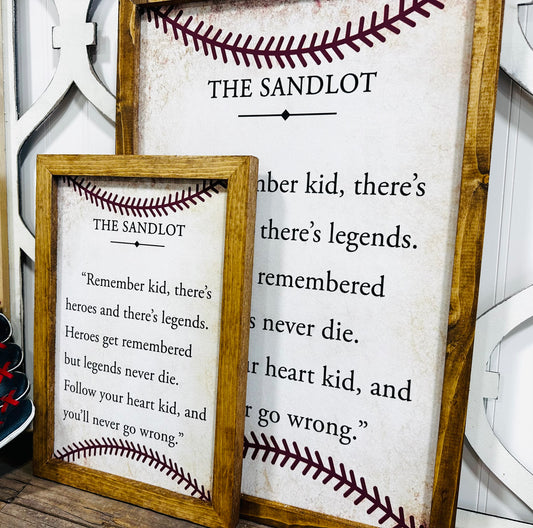 The sandlot quote kids framed canvas wood sign