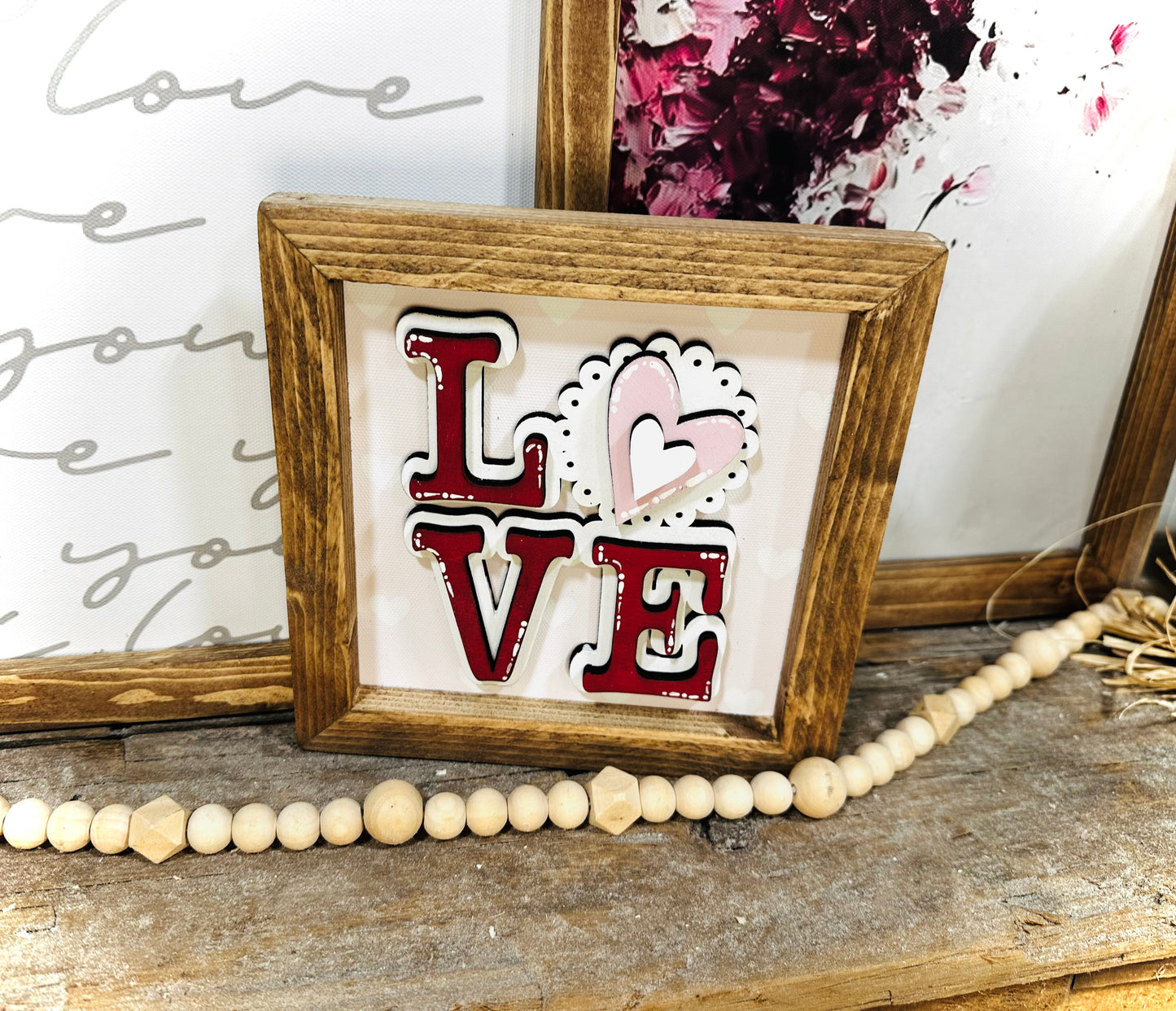 Love Valentines Day wood framed Sign
