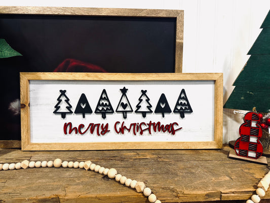 Merry Christmas 3D wood framed holiday sign