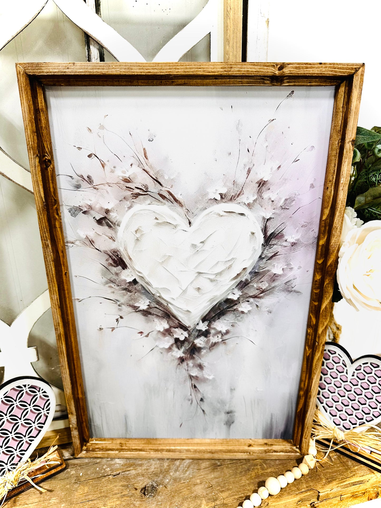 Valentine’s Day vintage inspired wood framed canvas print