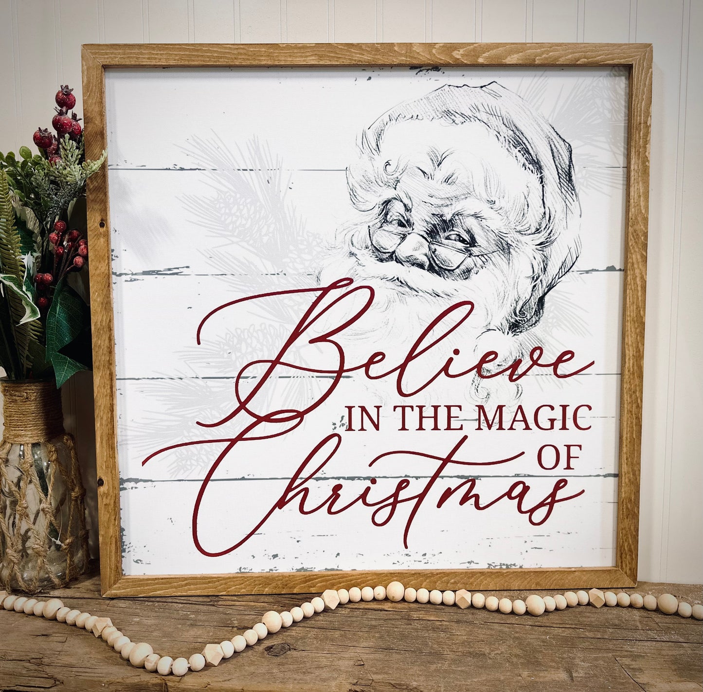 Believe in the magic of Christmas wood framed canvas print