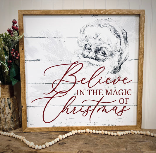 Believe in the magic of Christmas wood framed canvas print