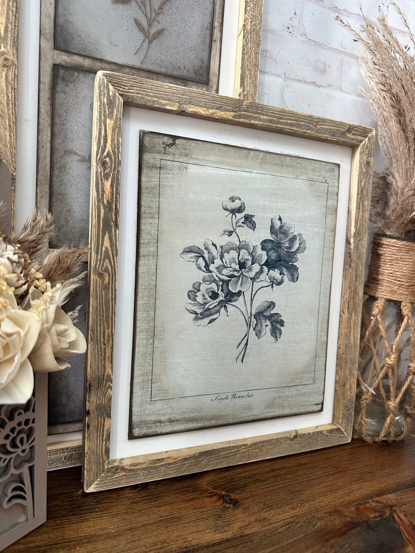 Floral vintage distressed wood sign