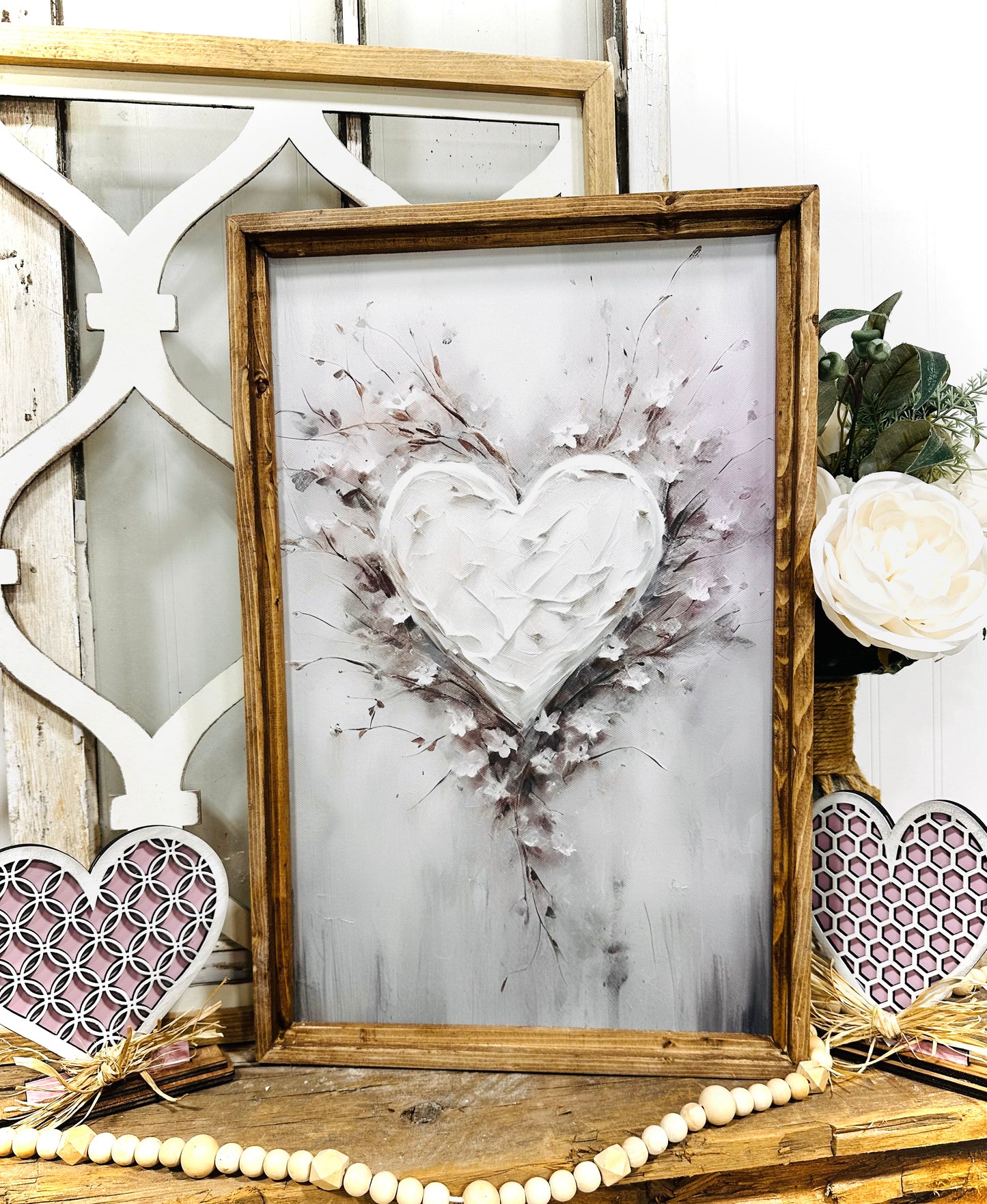 Valentine’s Day vintage inspired wood framed canvas print