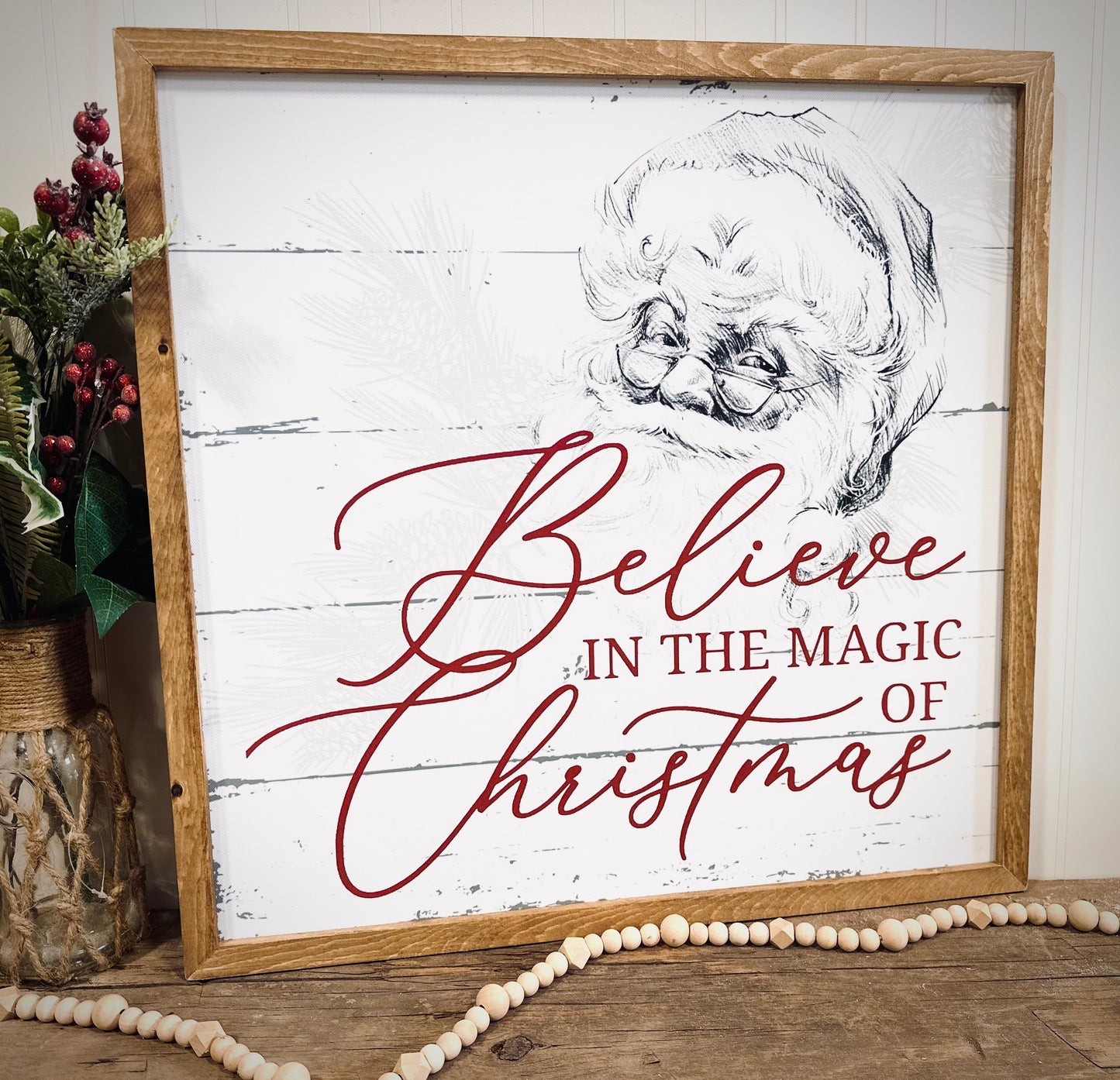 Believe in the magic of Christmas wood framed canvas print