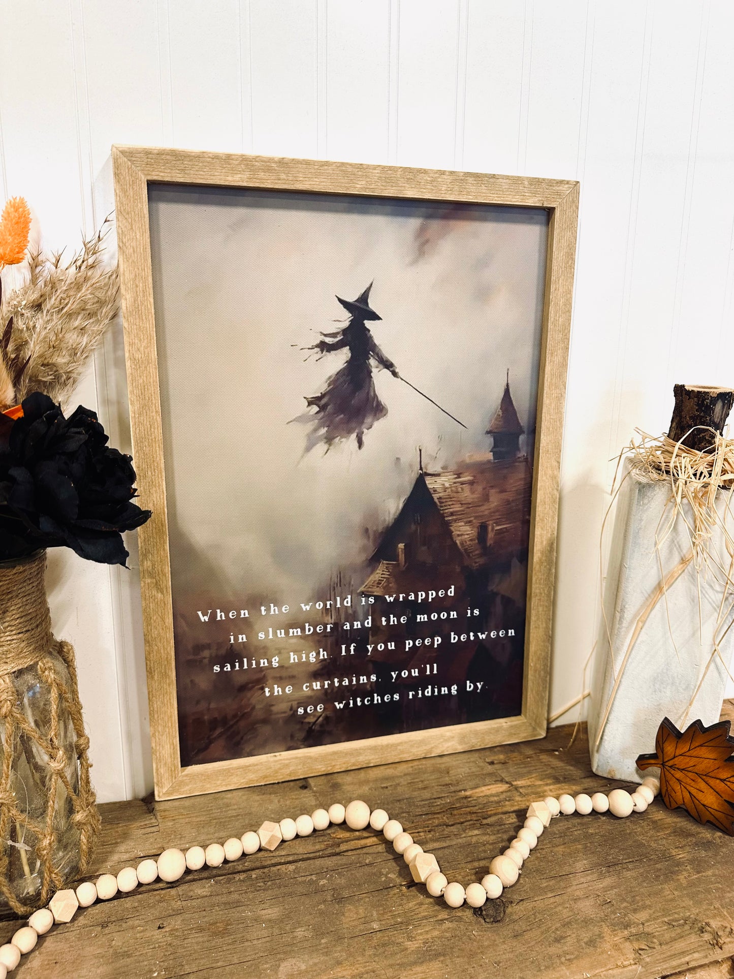 The world is wrapped in Slumber flying witch framed canvas print