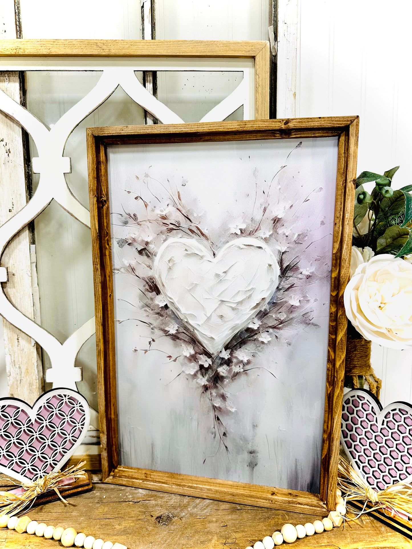 Valentine’s Day vintage inspired wood framed canvas print