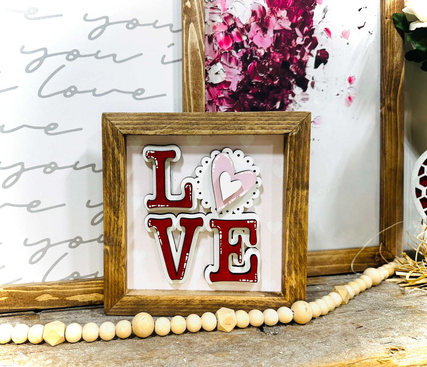 Love Valentines Day wood framed Sign