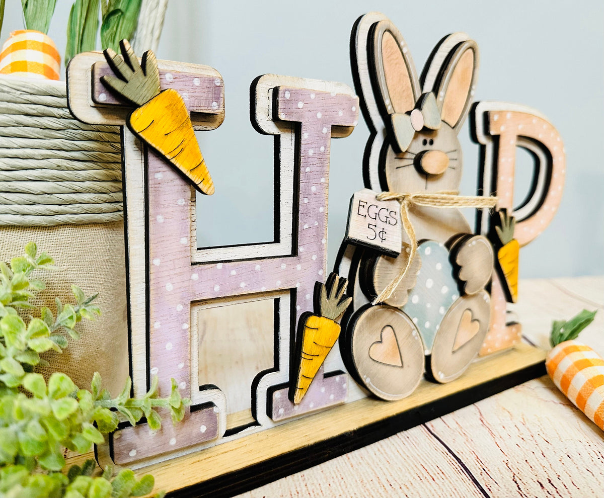 HOP spring bunny mantle decor/spring mantle decor/spring centerpieces