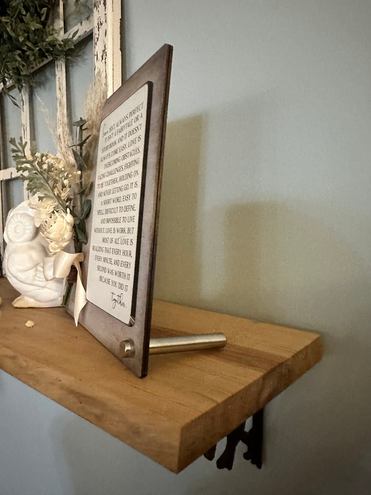 Dried floral wooden sign romantic bridal shower gift anniversary gift for her unique anniversary gift