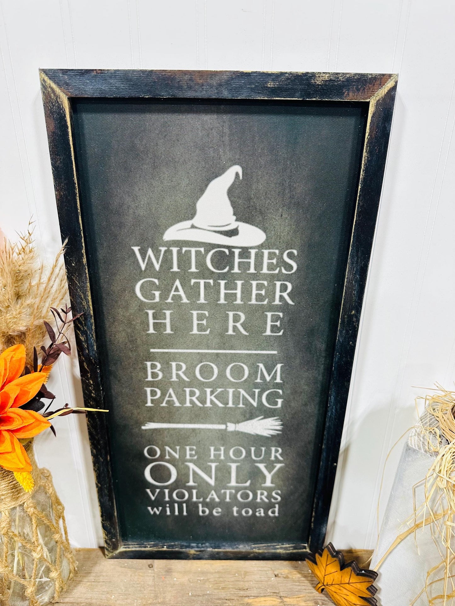 Witches Broom Parking Spooky Halloween sign cute Halloween wall art