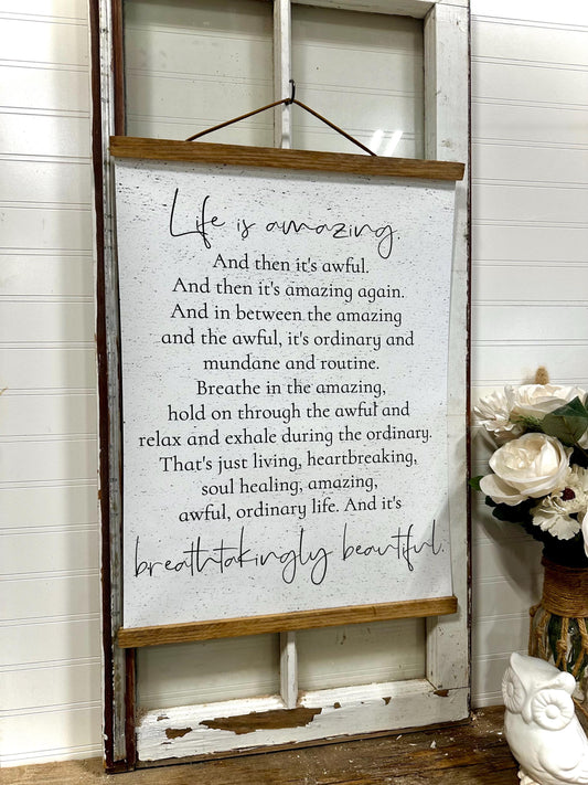 LR Knost Inspiration Quote Wood Framed Canvas Sign — Rustic Wood Framed Wall Decor, Farmhouse Style, Perfect Gift for Home or Office