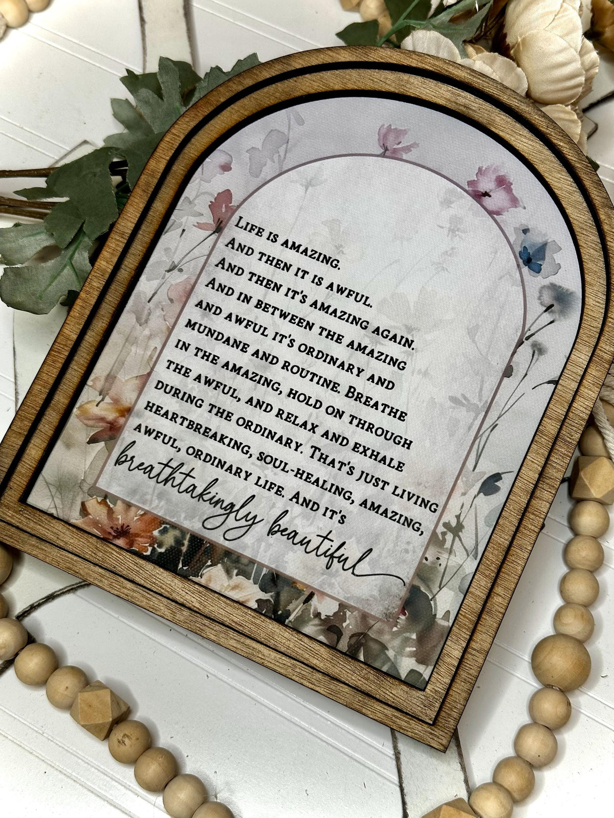 Life is Amazing Canvas Tabletop Sign | Framed Mini Mantel Decor & Gift for Someone Special