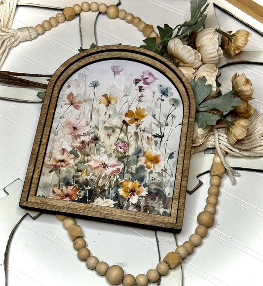 Wildflower Tabletop Arch Sign - Spring Floral Decor for Entryway, farmhouse floral Wall Art - Home Accent Piece