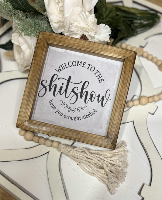 Welcome to the Shitshow Mini Canvas Sign, Funny Framed Home Decor, Humorous Housewarming Gift