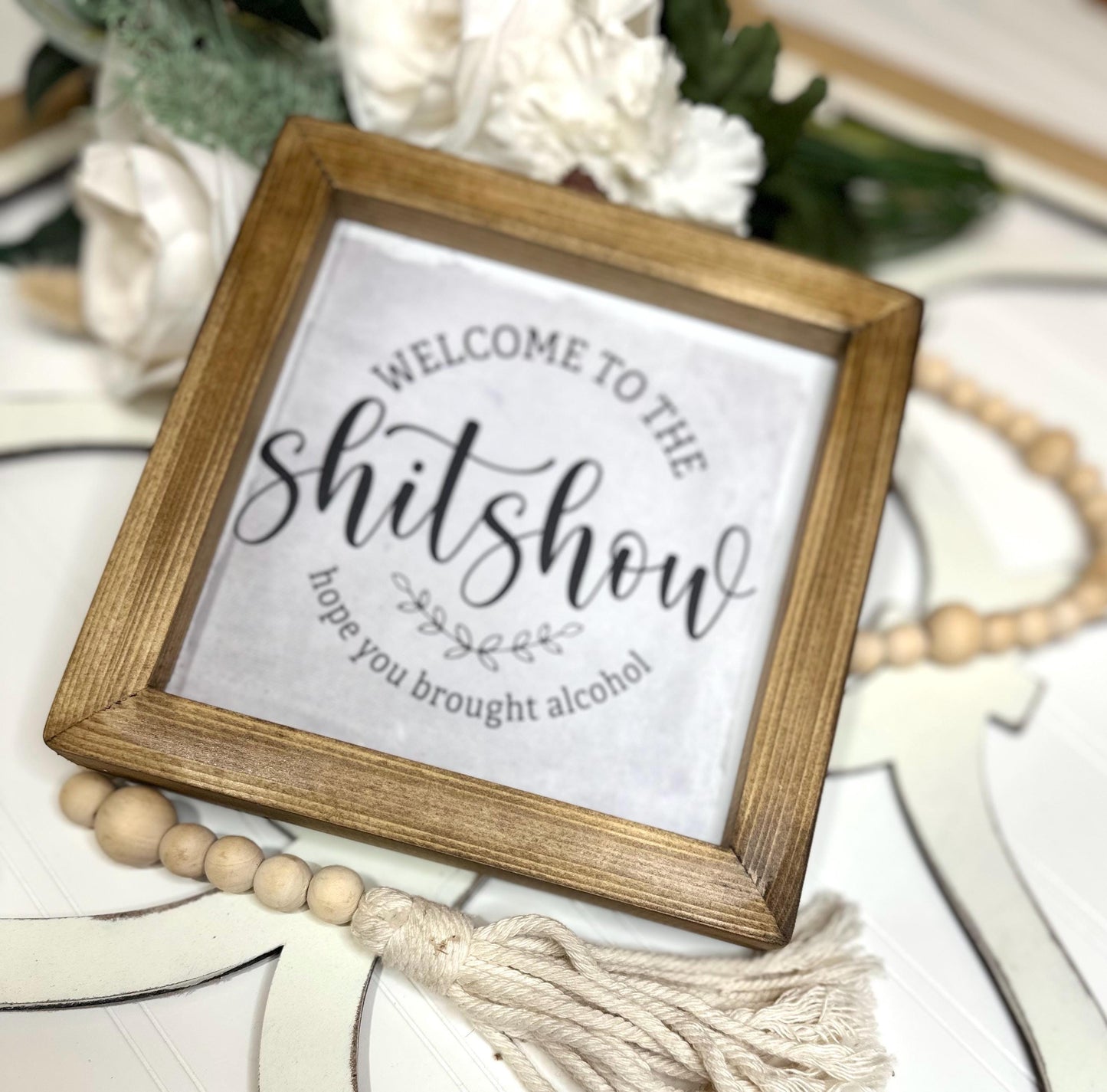 Welcome to the Shitshow Mini Canvas Sign, Funny Framed Home Decor, Humorous Housewarming Gift