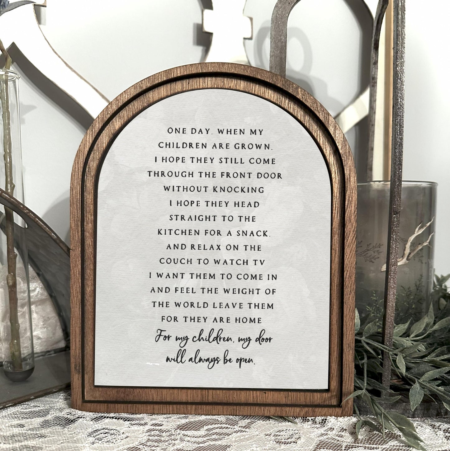 Children come home Mini Arched Tabletop Sign - Inspirational Home Decor for Entryway or Desk, Unique Gift Idea