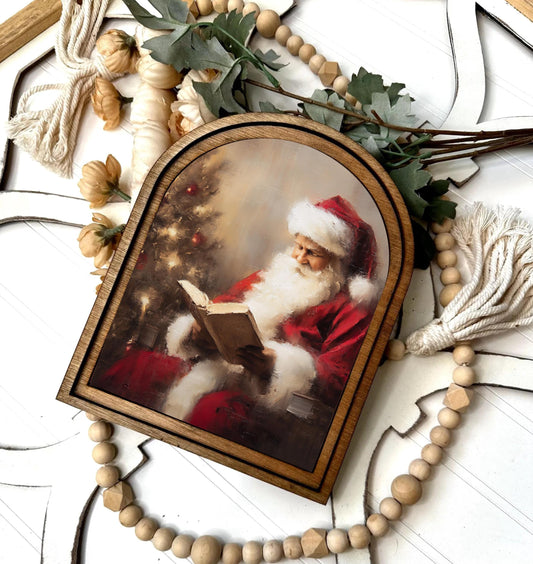 Mini Framed Santa Claus Canvas Art Print - Festive Christmas Home Gift, Holiday decoration