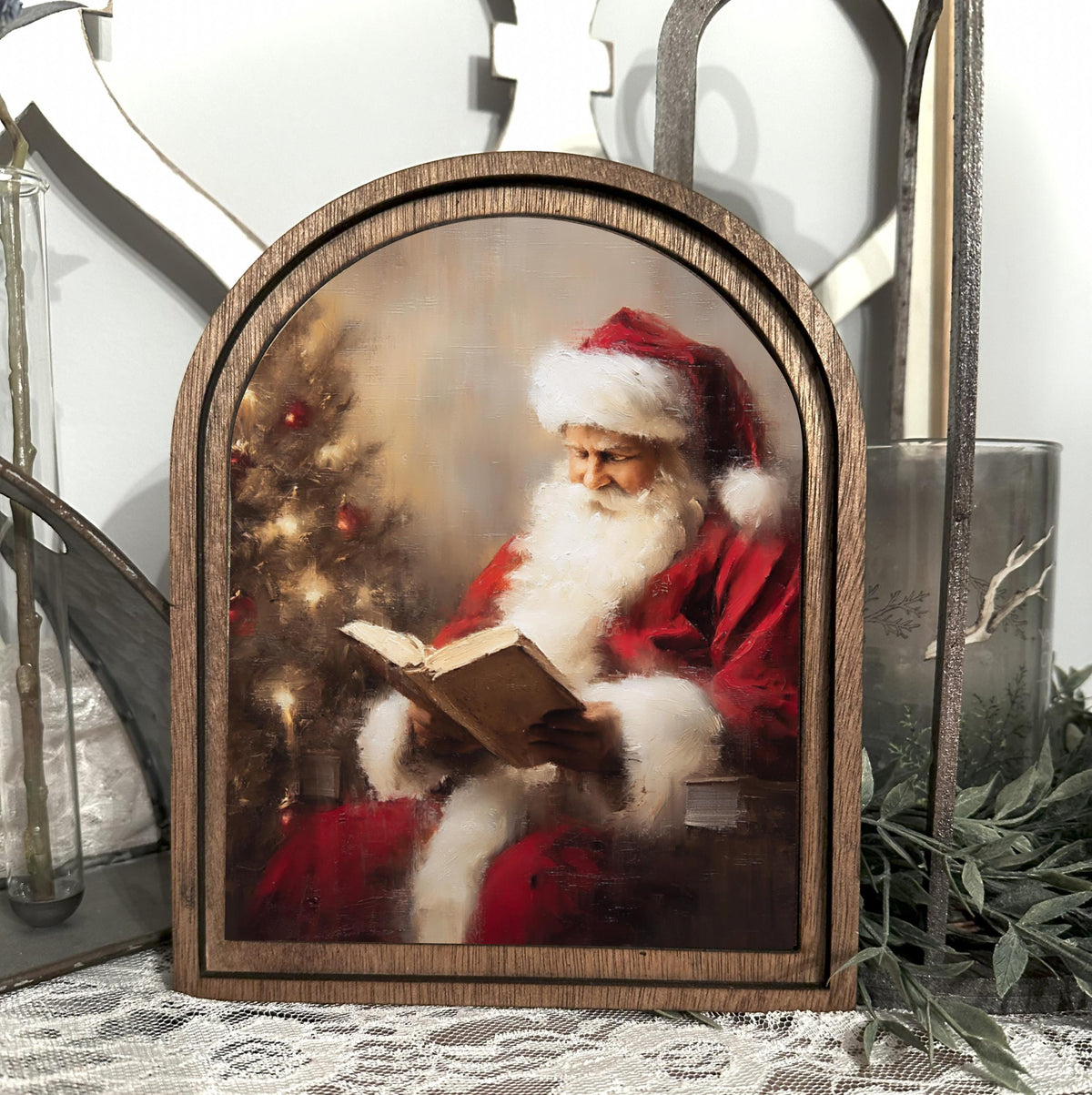 Mini Framed Santa Claus Canvas Art Print - Festive Christmas Home Gift, Holiday decoration