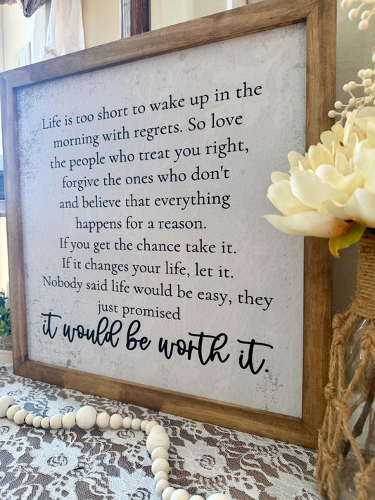 Dr. Suess quote it would be worth it inspirational wood framed canvas sign
