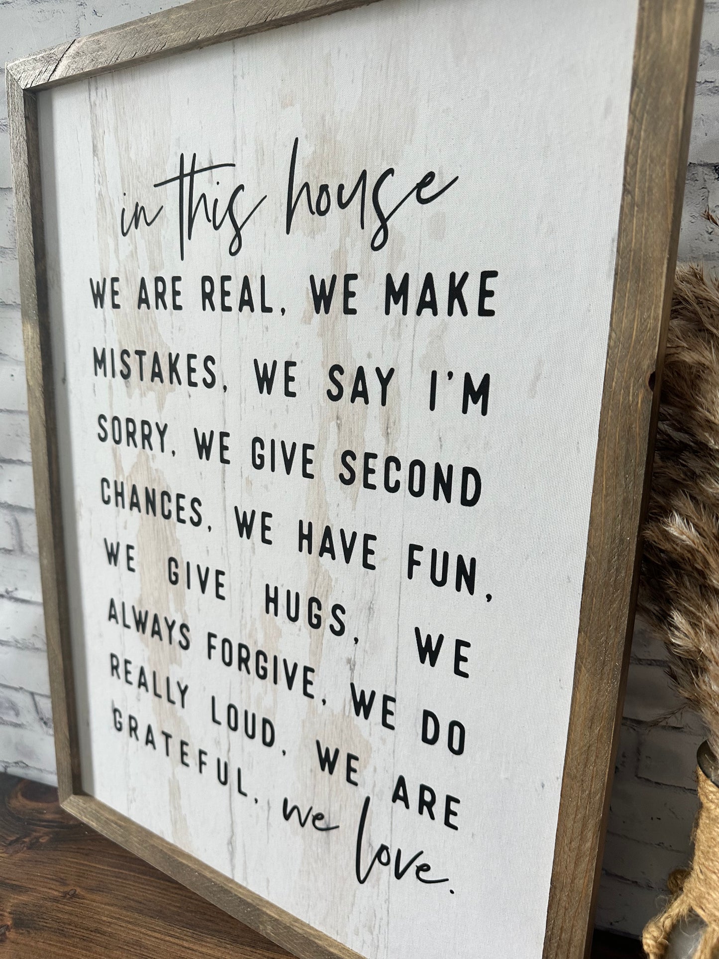In this house, house rules rustic canvas framed sign