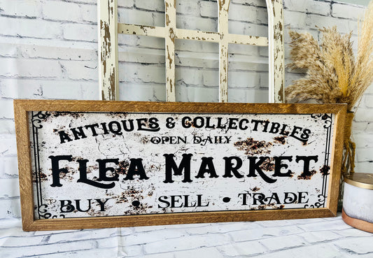 Antiques and collectibles framed farmhouse sign