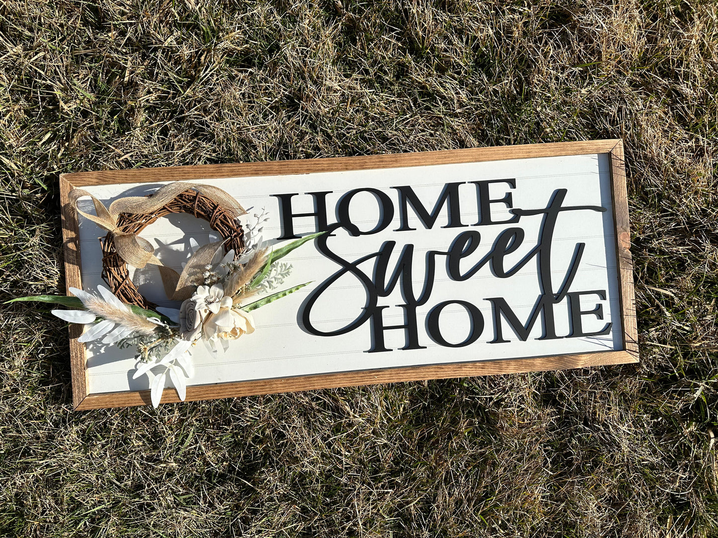 Home sweet home boho wreath sign
