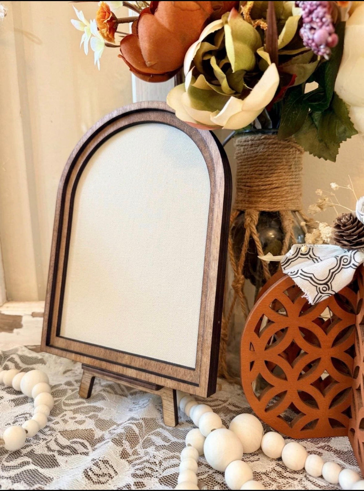 Wooden Arch Framed Halloween Ghost Dog Canvas Home Decor Accent
