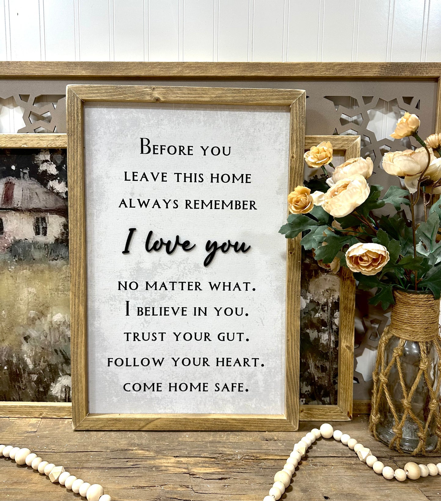 Come home safe frames canvas sign