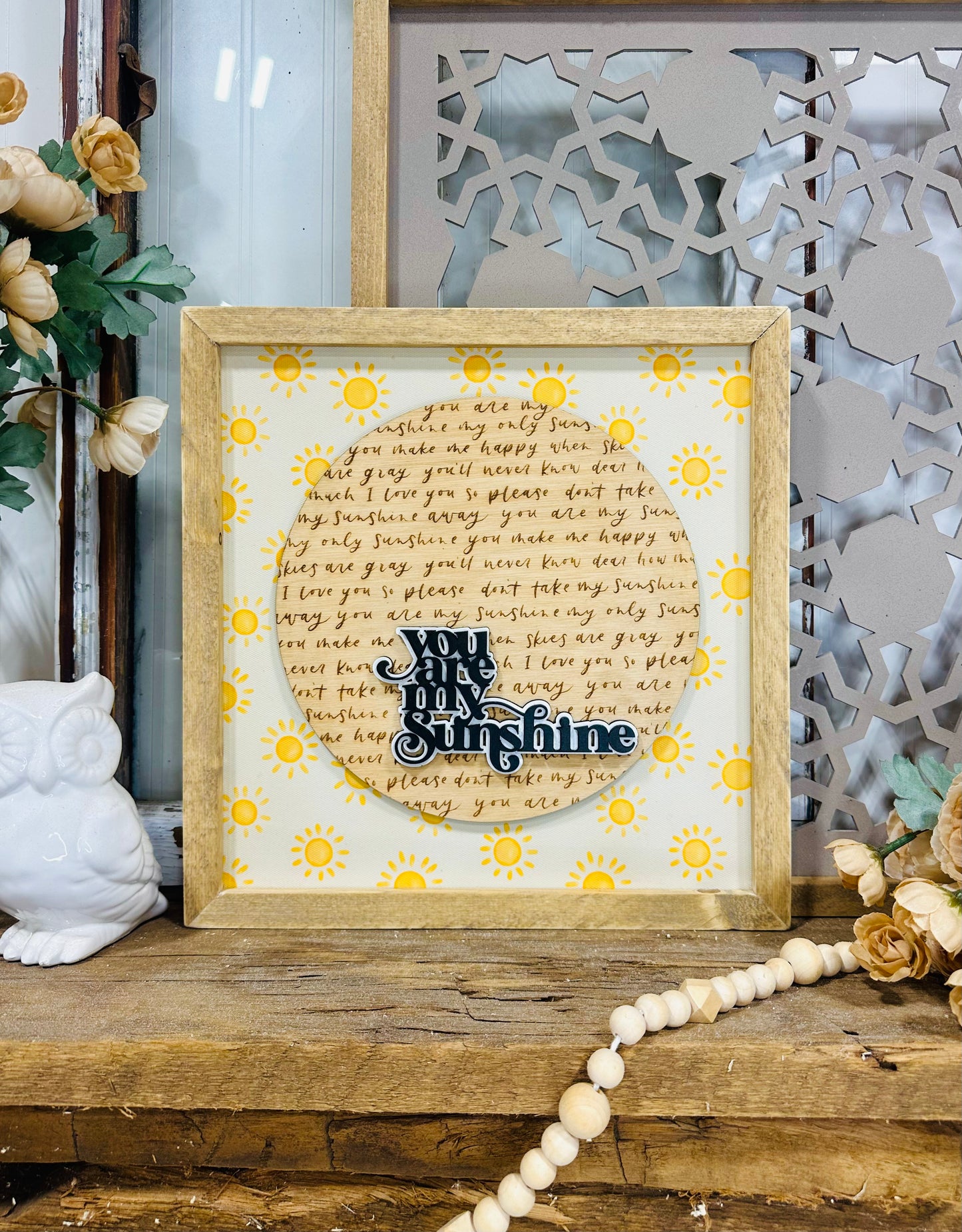 You are my sunshine wood framed canvas sign
