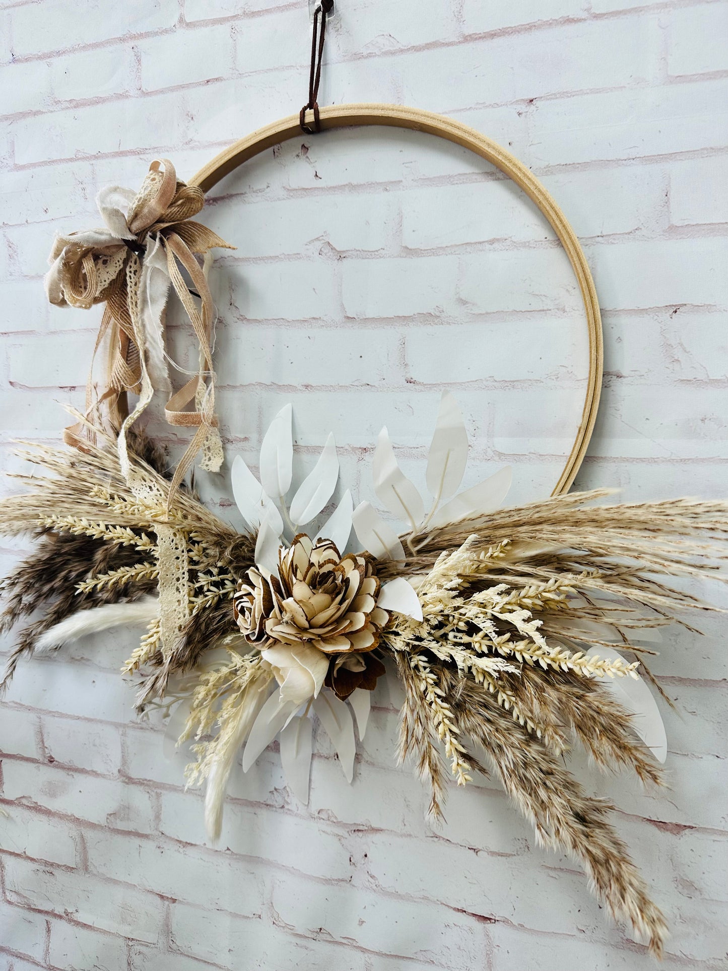 Boho wooden hoop wreath