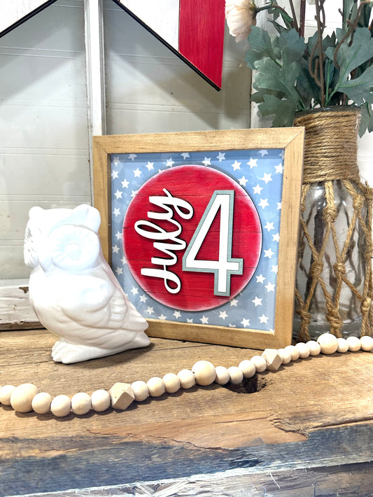 4th of July patriotic mini sign