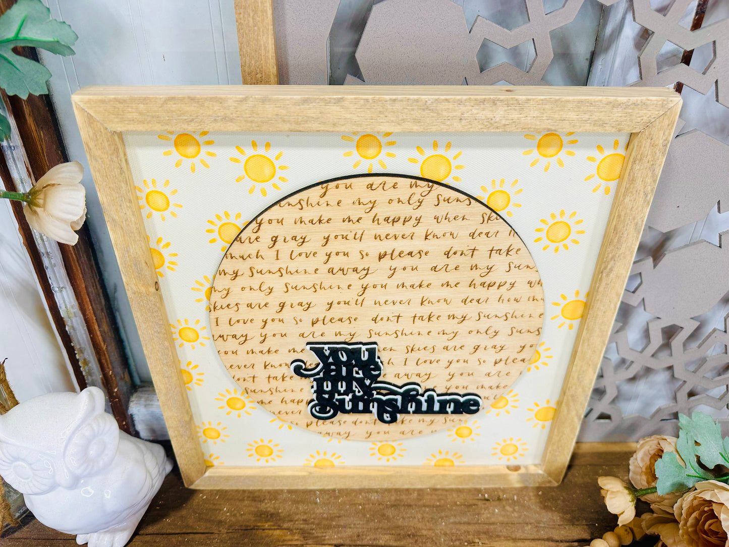 You are my sunshine wood framed canvas sign