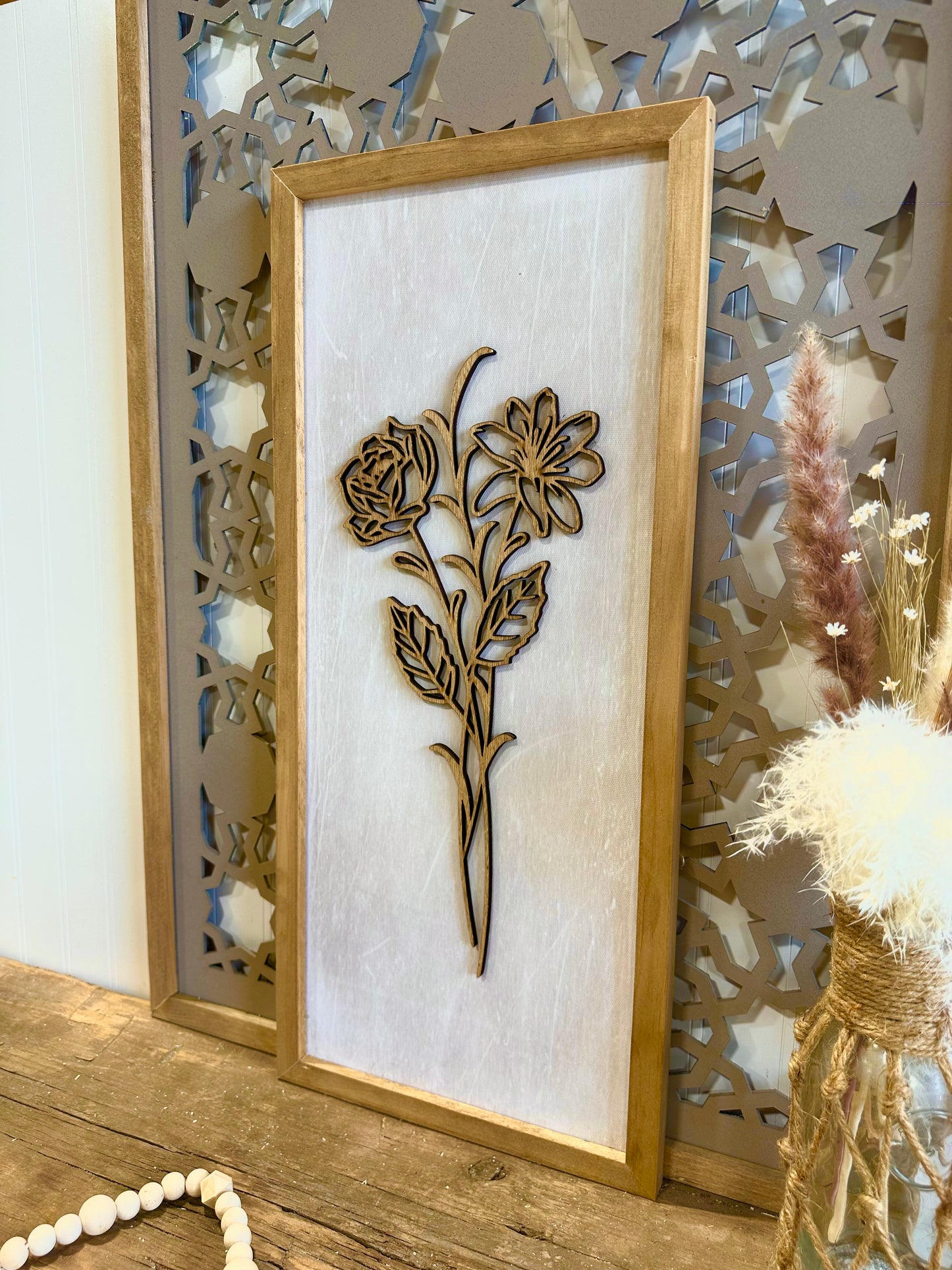 3D wooden floral wall art