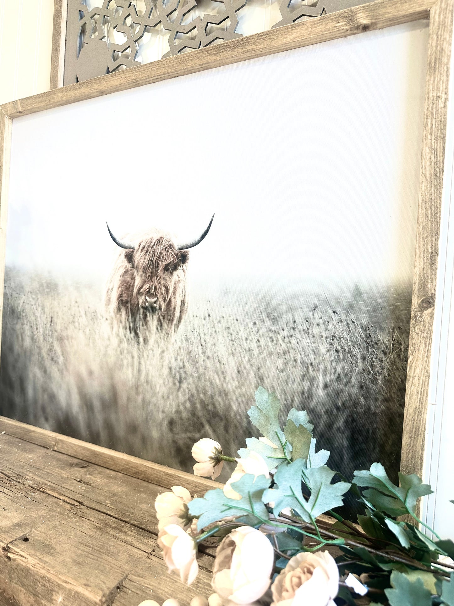 Highland cow muted framed canvas wall set