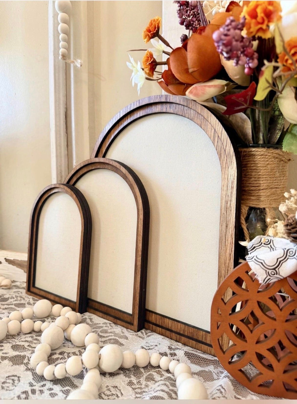 Wooden Arch Framed Halloween Ghost Dog Canvas Home Decor Accent