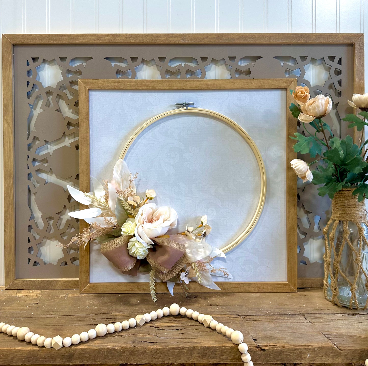 Floral hoop boho wall decor