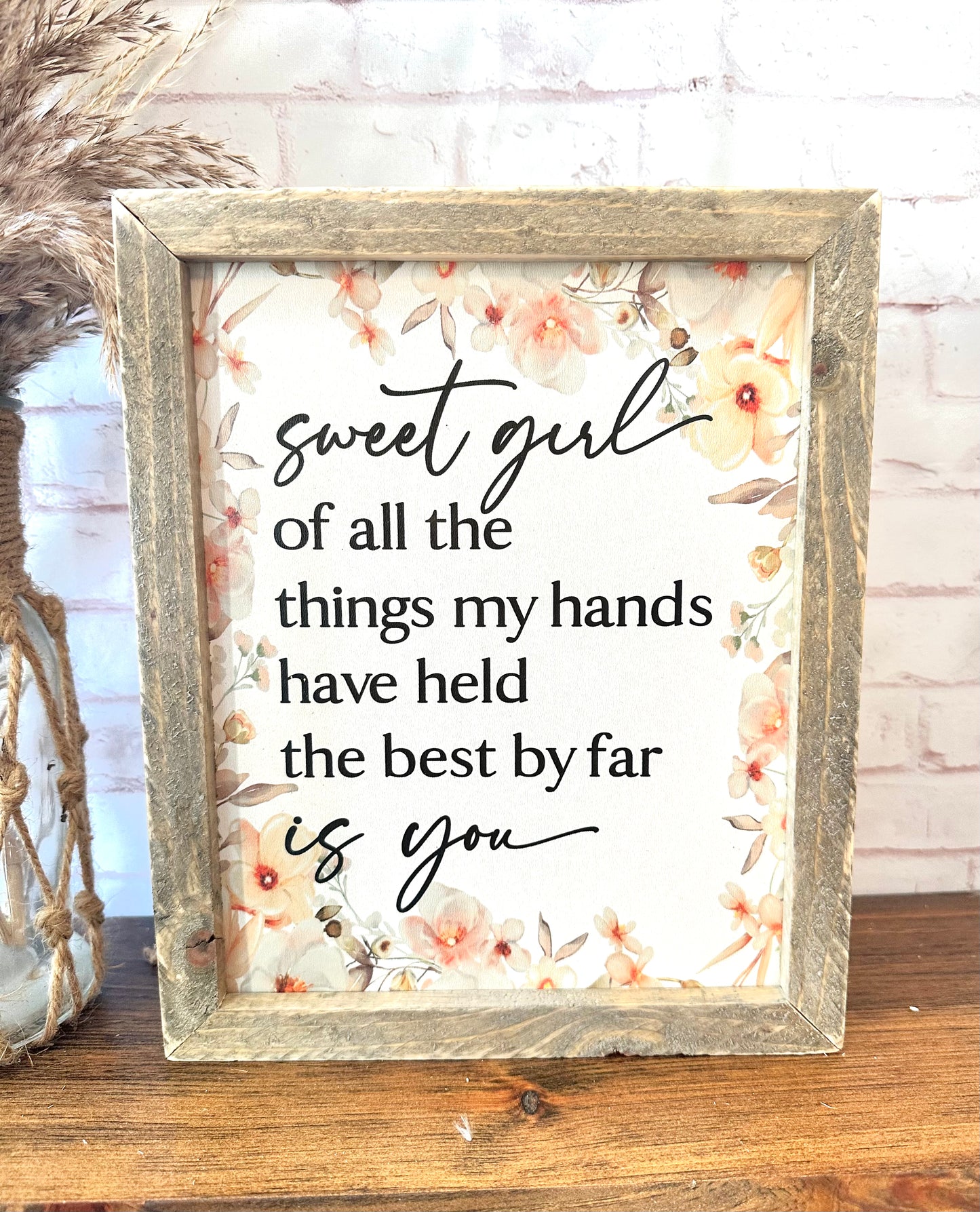 Sweet girl floral wood sign