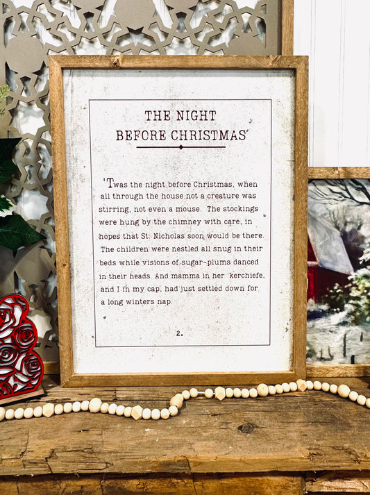 The Night Before Christmas Vintage Wood framed Canvas printed sign