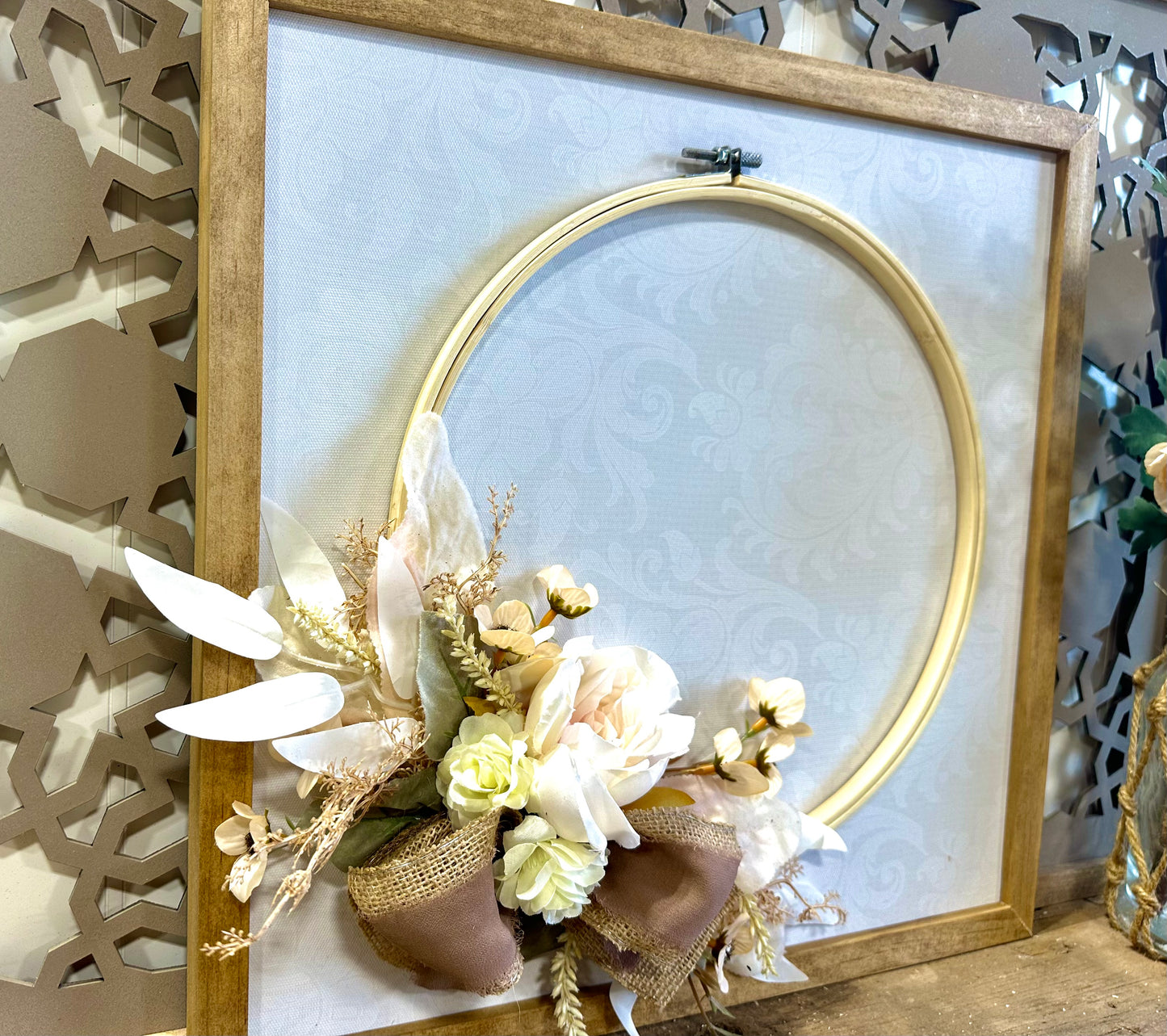 Floral hoop boho wall decor