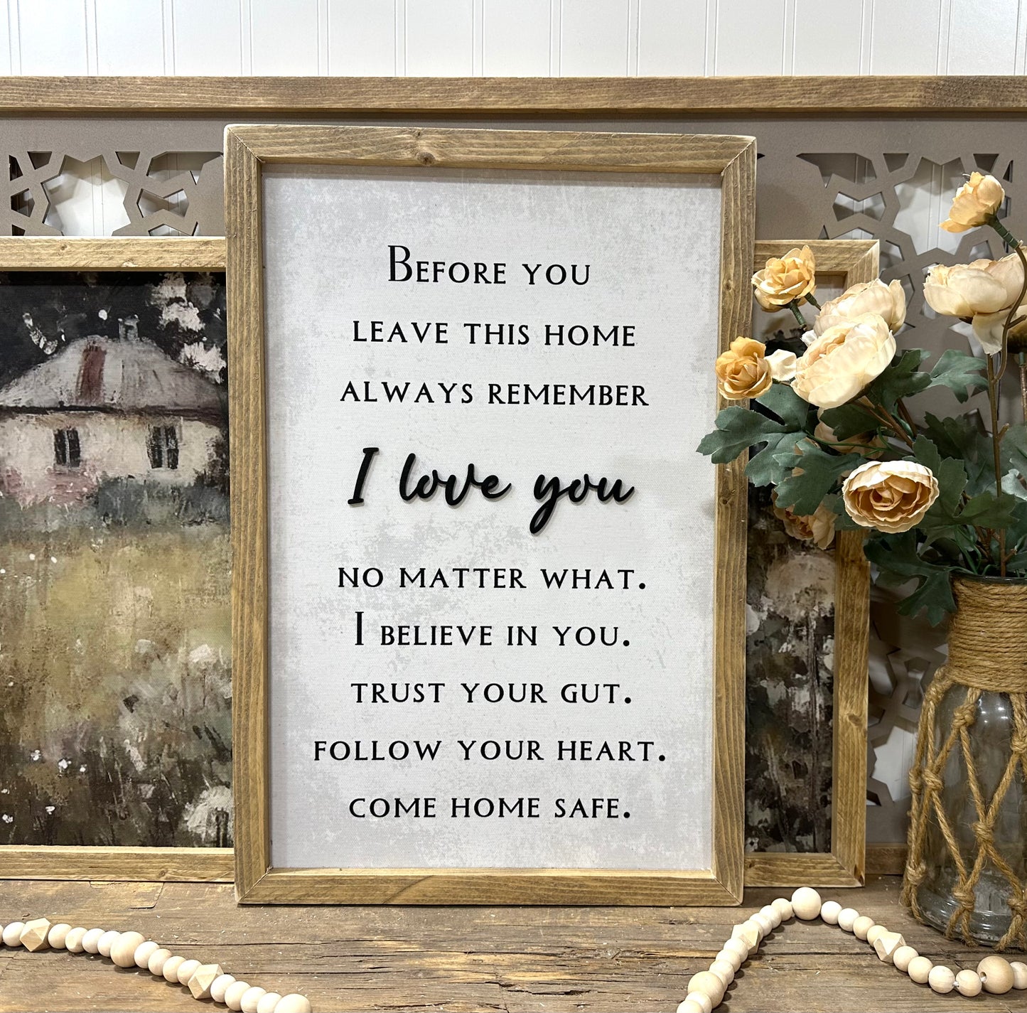 Come home safe frames canvas sign