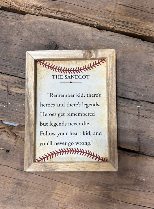 The sandlot quote kids framed canvas wood sign