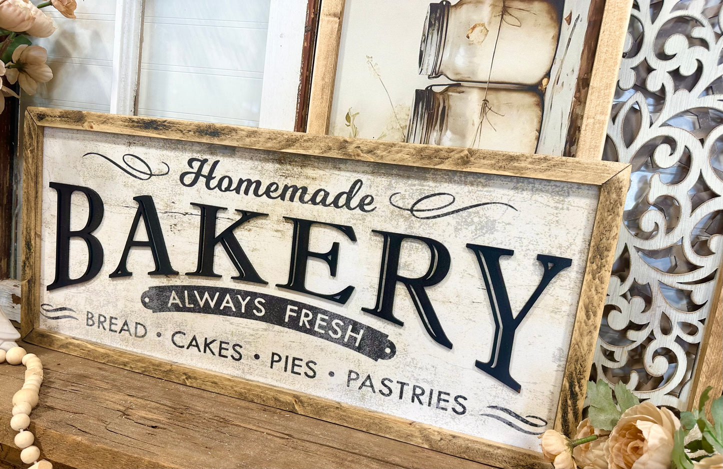 Bakery canvas farmhouse wood framed sign