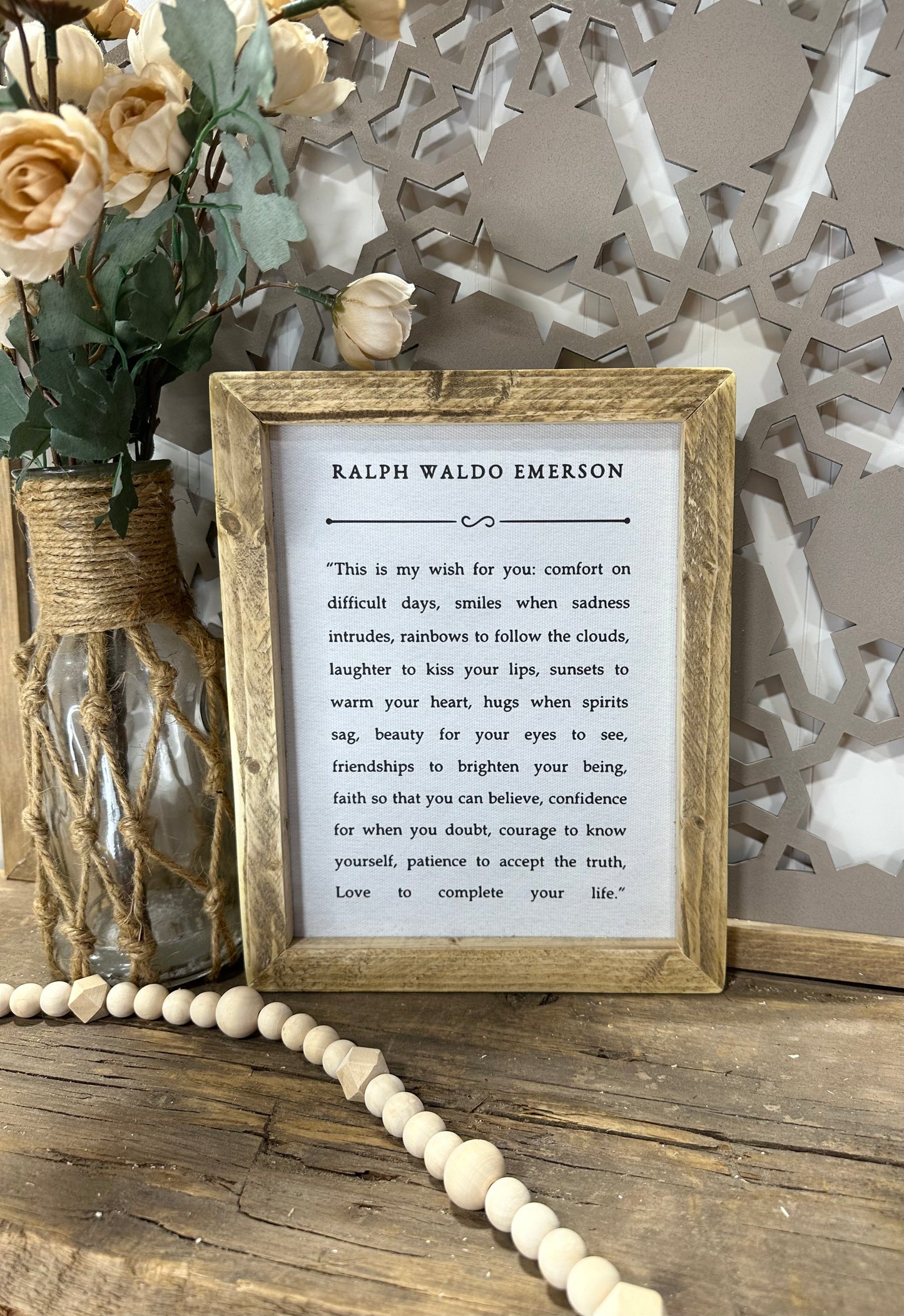 Ralph Waldo Emerson framed canvas sign