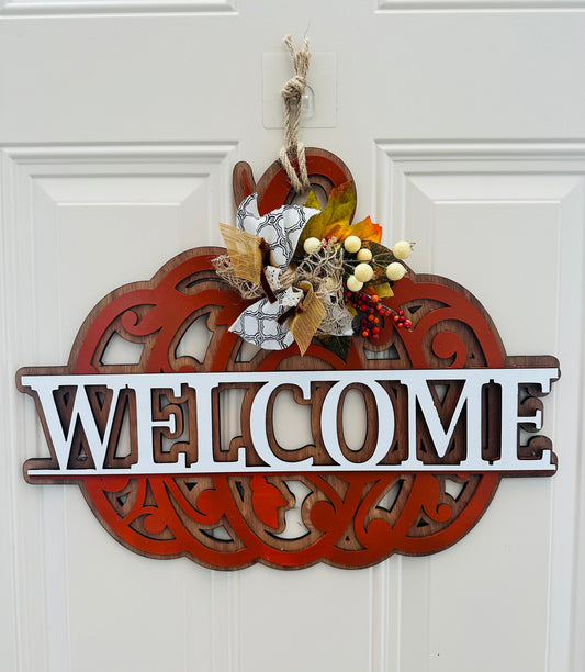 Welcome pumpkin door hanger