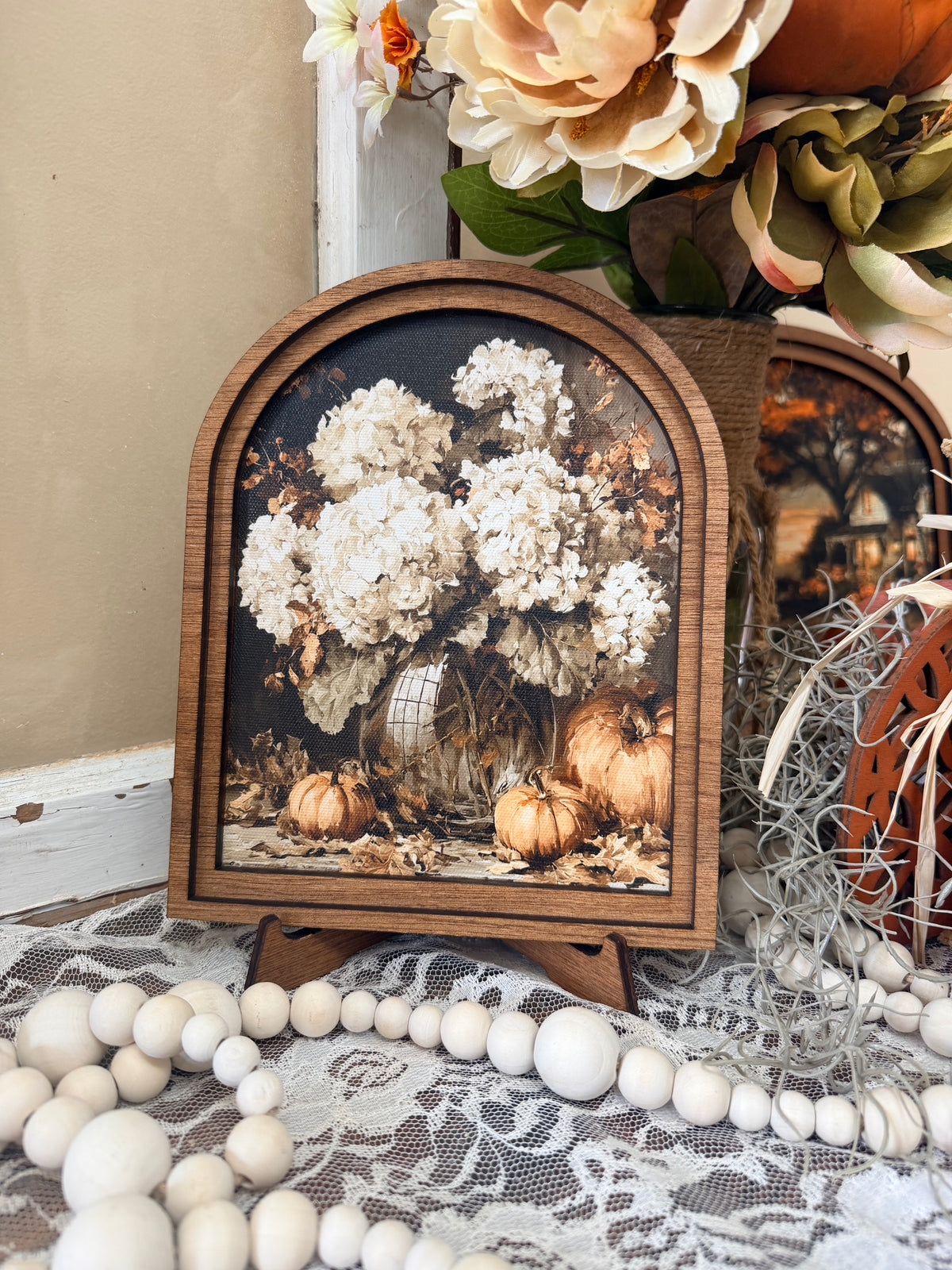 Wooden Arch Framed Autumn Canvas Home Accent